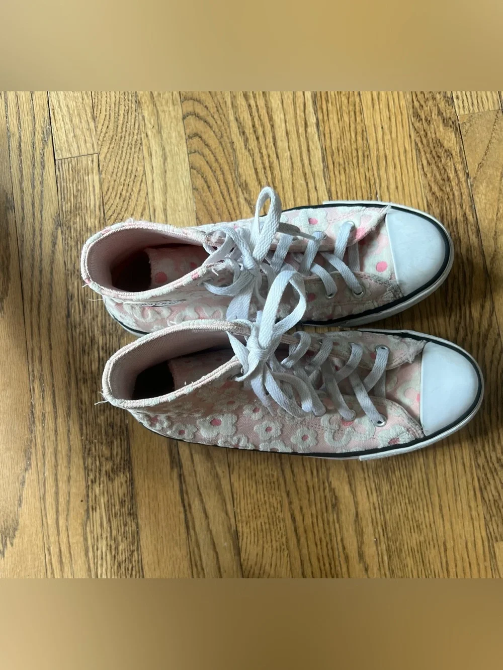 Converse Kids’ Platform Shoes | Pink & White Floral Design | Size 5